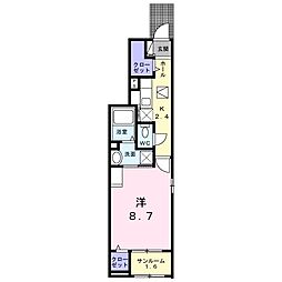 メルディア竹矢 1Kの間取図画像