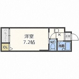 ミドゥスジ堺II 2階1Kの間取り