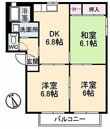バリュージュ佐野D 3DKの間取図画像