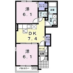 ベル・アビタシオンA 2DKの間取図画像