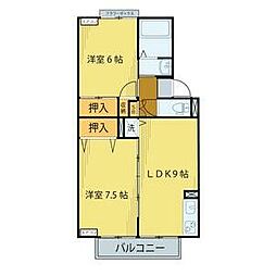 ロイヤルコート文化町IV番館 1階2LDKの間取り