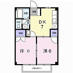 村ノ上ハイツ1 2DKの間取図画像