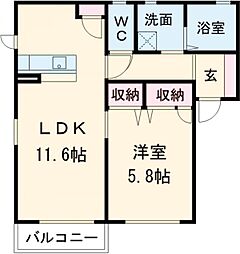 コゥジィーコートB 1LDKの間取図画像
