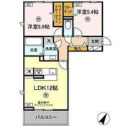 カーサフェリーチェ 2LDKの間取図画像