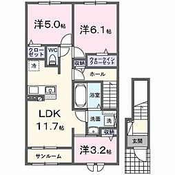 アンソレイエ高浜1 2SLDKの間取図画像