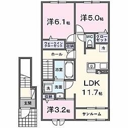 アンソレイエ高浜1 2SLDKの間取図画像