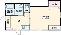 ドリームカム 1Kの間取図画像