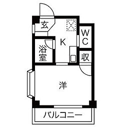 フォンテーヌイン天白 1Kの間取図画像