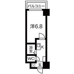 クレスト泉 3階1Kの間取り