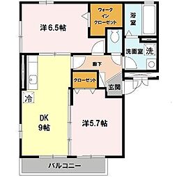 フローリッシュ新金岡 2DKの間取図画像