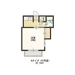 コーポ佐々木 1階1Kの間取り
