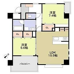 スエルテ鳥居松 2LDKの間取図画像