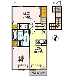 D-room利田A 2LDKの間取図画像