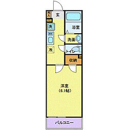 ヴィレッタ晩翠 4階1Kの間取り