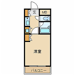 朝日プラザ五橋東 ワンルームの間取図画像
