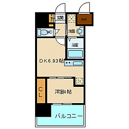 アルティザ仙台花京院 1DKの間取図画像