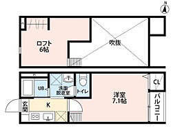 セラヴィ小田原 1階1Kの間取り