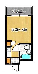 ビレッジ1 5階ワンルームの間取り