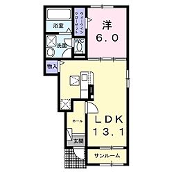 セブンスターズコーポ奥田 1LDKの間取図画像
