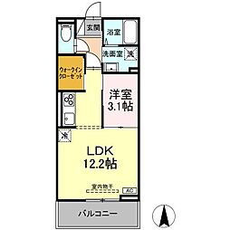 (仮)D-room太日通 1LDKの間取図画像