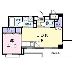 エムステージ藤崎宮 3階1LDKの間取り