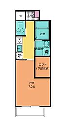 GrandJADE中央町 1Kの間取図画像