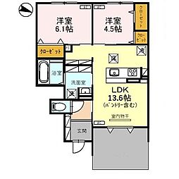 Hanano 2LDKの間取図画像