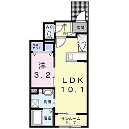 ミルト屋島 1LDKの間取図画像