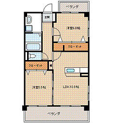 ソレアド・サワラ 2LDKの間取図画像