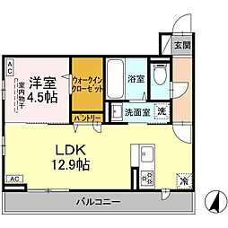 仙台市営南北線 富沢駅 徒歩15分の賃貸アパート 3階1LDKの間取り