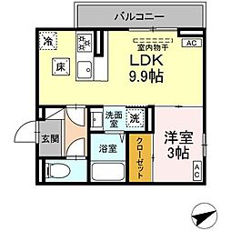 フォレストコート 1LDKの間取図画像