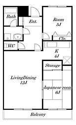 第2大越ビル 6階2LDKの間取り
