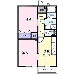 ニューシティS2 2DKの間取図画像