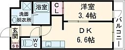 THEGARNETSUITERESIDENCE山科WEST 1DKの間取図画像