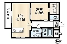 エスペランサ原 1LDKの間取図画像