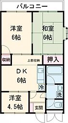 グリーンパーク田園19号 3階3DKの間取り