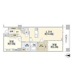 グローリオ錦糸町 13階2LDKの間取り