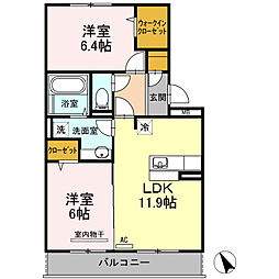流星 2LDKの間取図画像