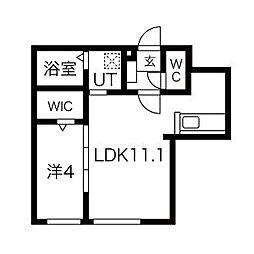 patio豊平公園 1階1LDKの間取り