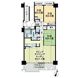 桃花台パークヒルズ五番館 4階3LDKの間取り