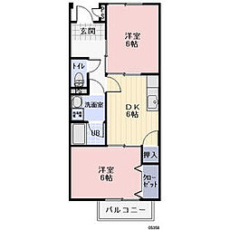 SurPlusハイツローズ 2DKの間取図画像