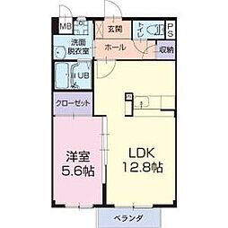 リビオン下沖B 1LDKの間取図画像