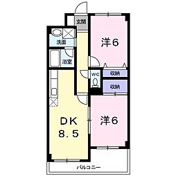 サザンウインド 2DKの間取図画像