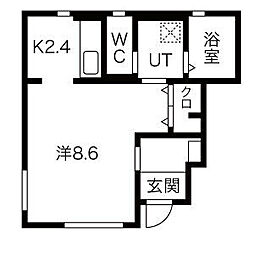 Bonheur常盤台B棟 1階1Kの間取り