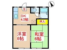 ガーデンプレイス住吉C 2DKの間取図画像