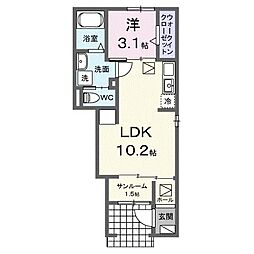 サンフラワー太田駅サイドE 1LDKの間取図画像