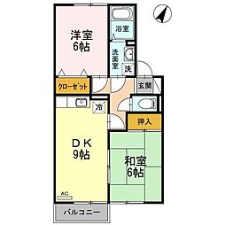 フォレスタ・エイト 1階2DKの間取り