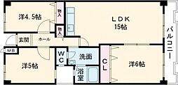 グランドパレス学園前B棟 3LDKの間取図画像