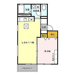 アパートメントコア・β 1LDKの間取図画像