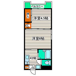 東仙台レジデンス 2Kの間取図画像
